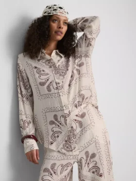 Paula echevarrÃa paisley crushed satin button-up shirt